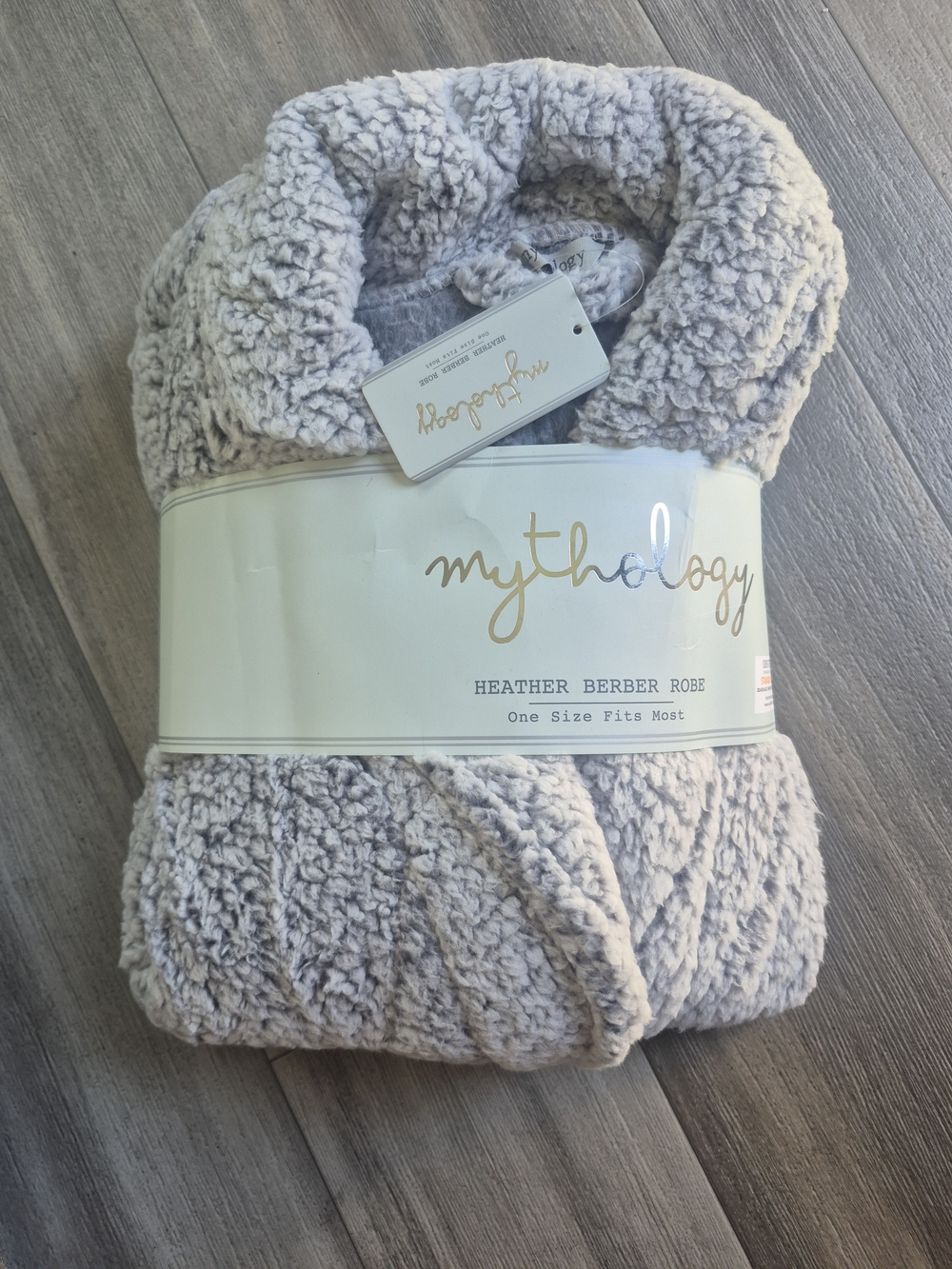 Heather Berber Robe - Light Gray Plush Throw Robe